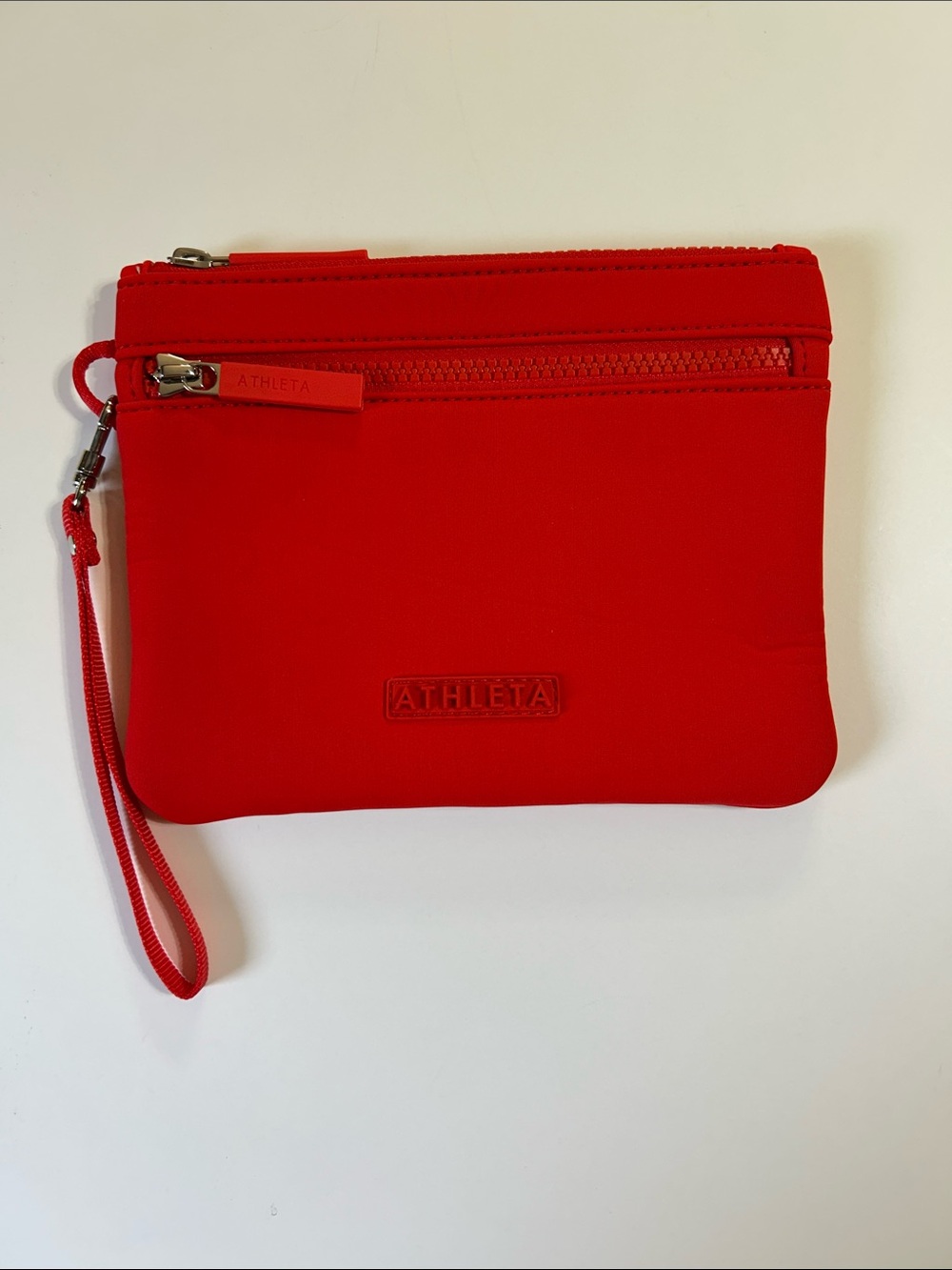 Athleta Red Zip Wristlet Pouch with Strap 8x6